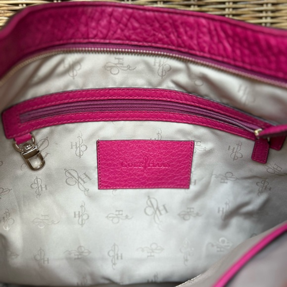 Cole Haan Pink Leather Hobo Bag with Seam Detail